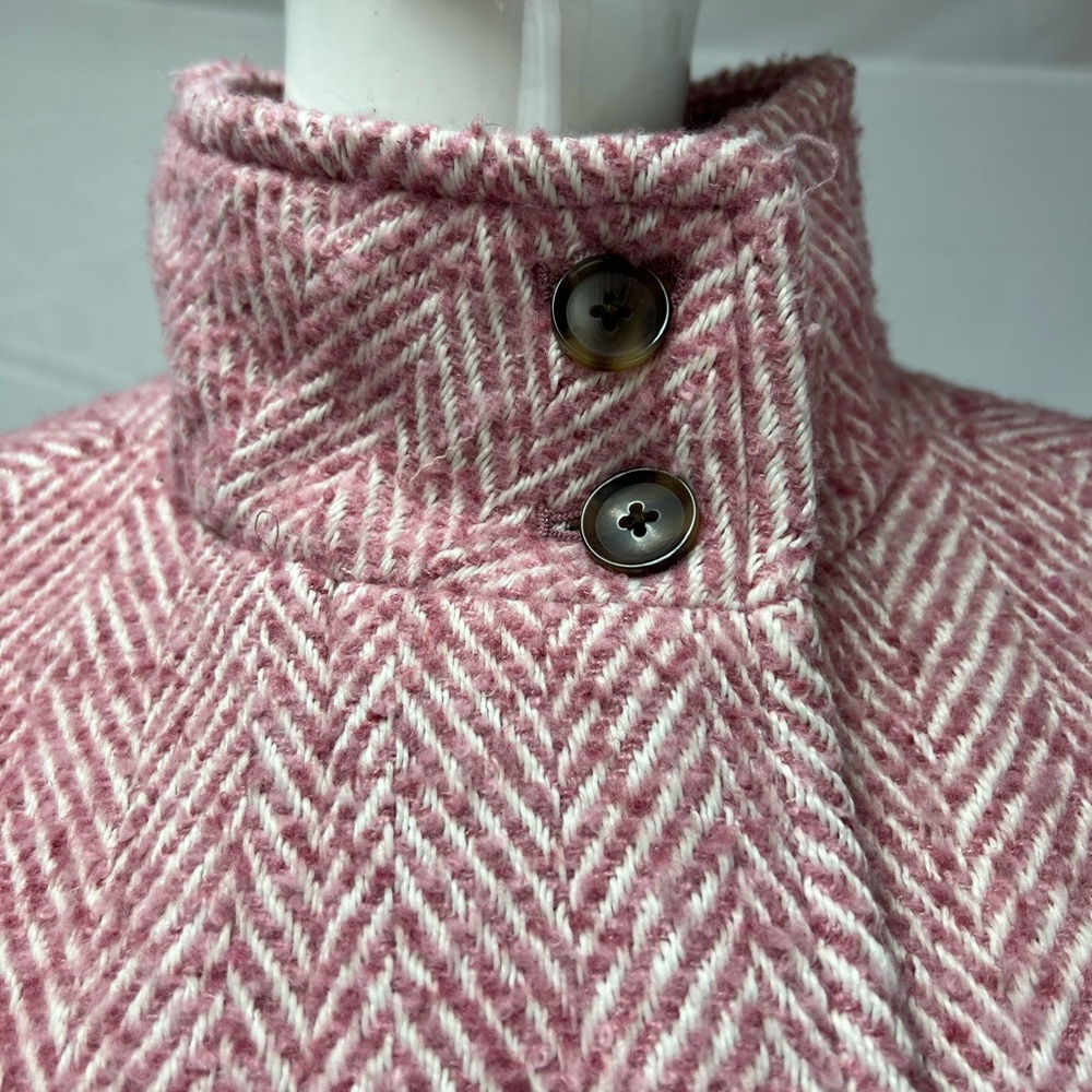 J. Crew Women’s 4 Pink Herringbone Tweed Chevron City Coat Jacket - Picture 6 of 13